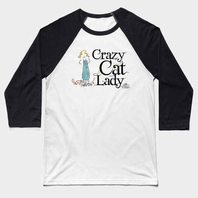 Crazy Cat Lady Funny Tee Baseball T-Shirt by Korry